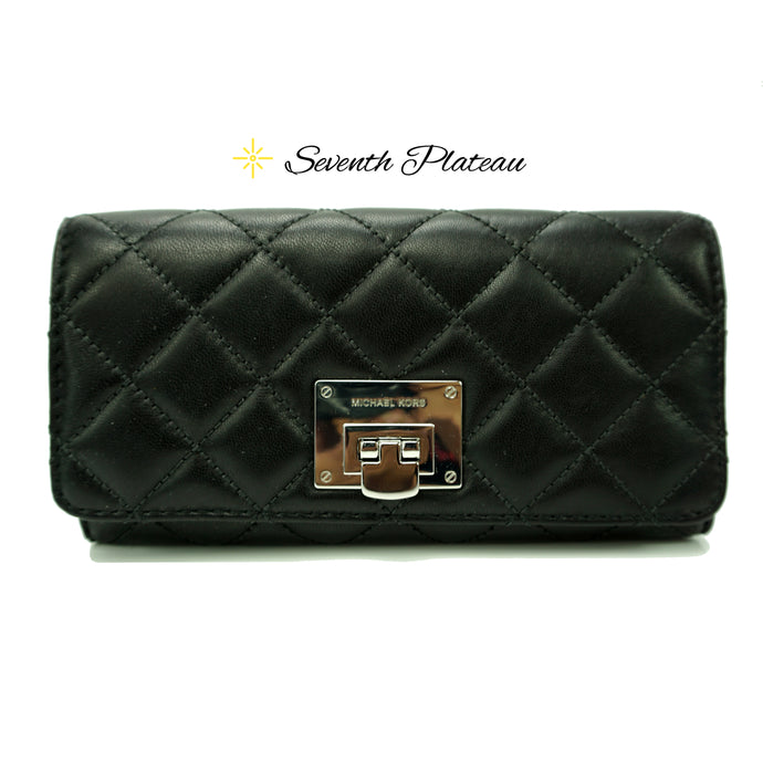 Astrid Carryall Leather Wallet (Black/Silver)