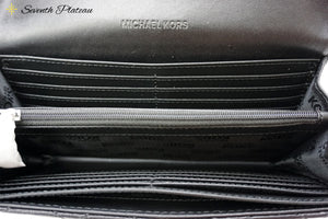 Astrid Carryall Leather Wallet (Black/Silver)