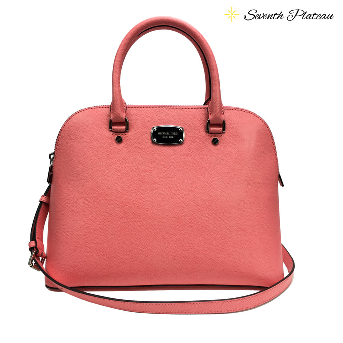 Cindy Large Dome Satchel Leather Satchel (Coral)