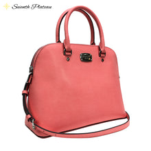 Cindy Large Dome Satchel Leather Satchel (Coral)