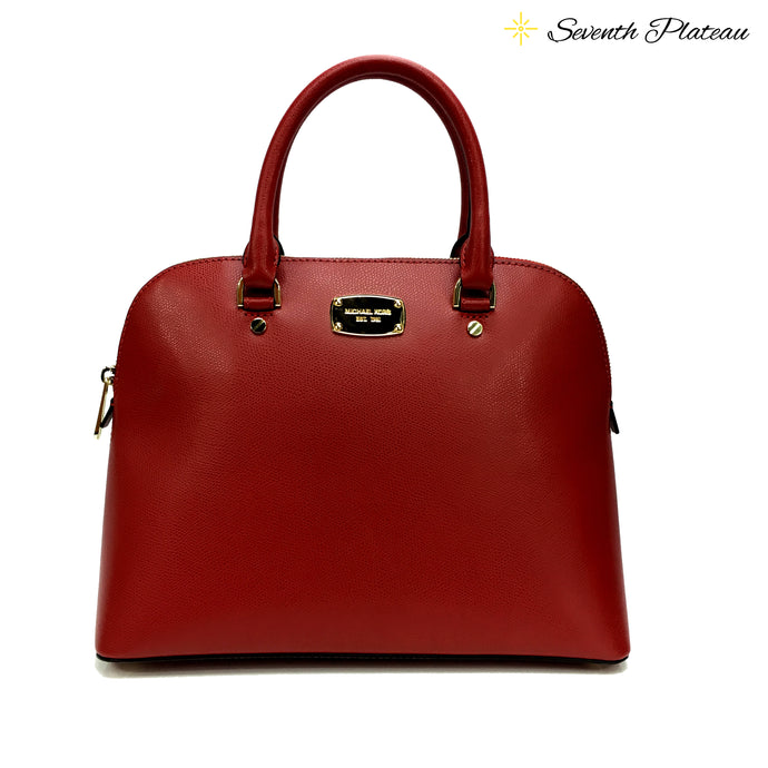Cindy Large Dome Satchel Leather Satchel (Red)
