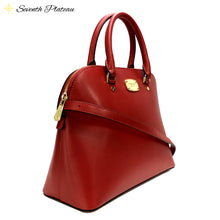 Cindy Large Dome Satchel Leather Satchel (Red)