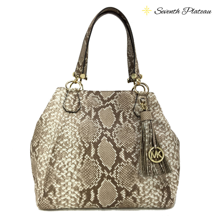 Frances Large Grab Embossed Leather (Dark Sand)