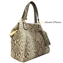 Frances Large Grab Embossed Leather (Dark Sand)
