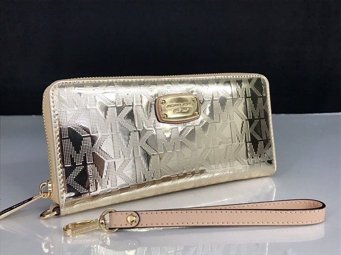 Jet Set Travel Continental Wallet (Pale Gold Mirror)