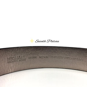 Logo Belt Buckle Embossed Synthetic Leather