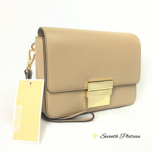 Madelyn Small Leather Clutch (Bisque)