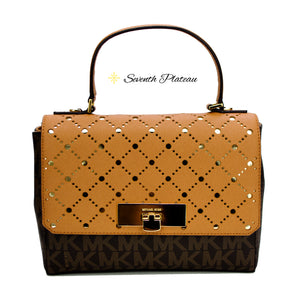 Violet Callie Medium TH Satchel Leather (Brown/Pale Gold)