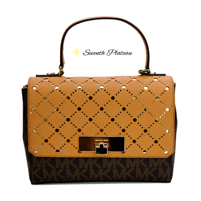 Violet Callie Medium TH Satchel Leather (Brown/Pale Gold)