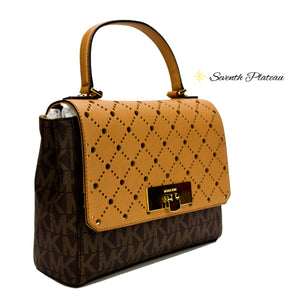 Violet Callie Medium TH Satchel Leather (Brown/Pale Gold)