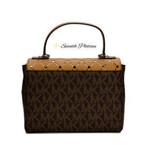 Violet Callie Medium TH Satchel Leather (Brown/Pale Gold)