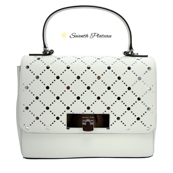 Violet Callie Medium TH Satchel Leather (Optic White)
