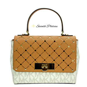 Violet Callie Medium TH Satchel Leather (Vanilla/Pale Gold)