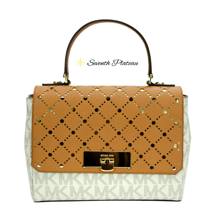 Violet Callie Medium TH Satchel Leather (Vanilla/Pale Gold)